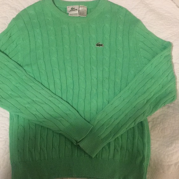 green cable knit sweater